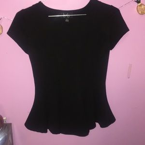 Form Fitting Flared Black Top